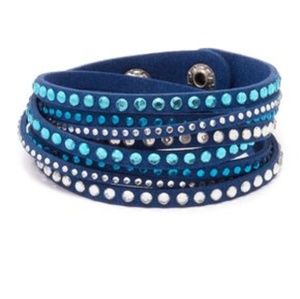 Colored Vegan Leather with Austrian Crystals Blue